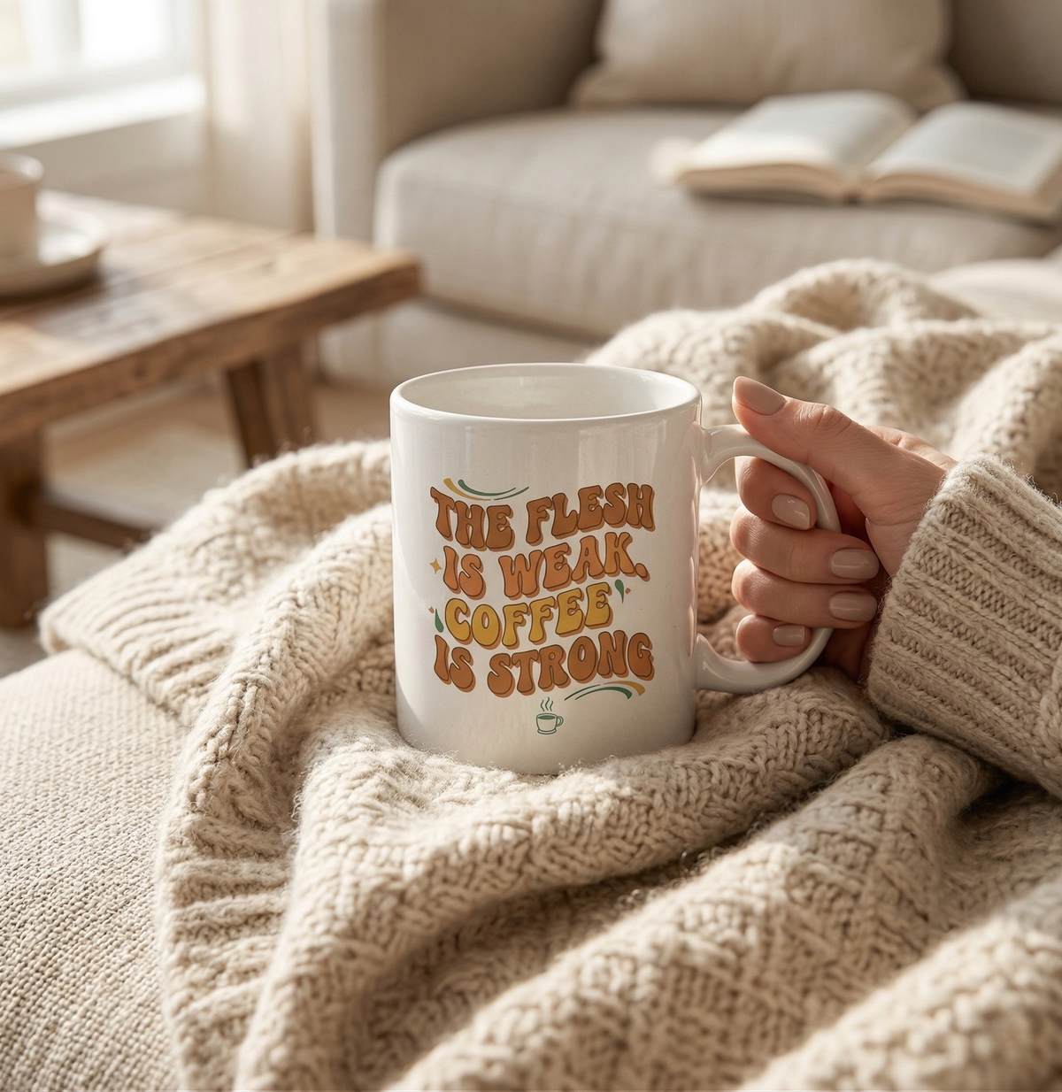 The Flesh Is Weak. Coffee Is Strong Mug