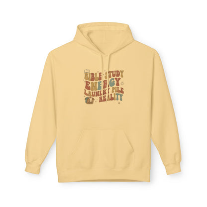 Bible Study Energy, Laundry Pile Reality Lightweight Hoodie