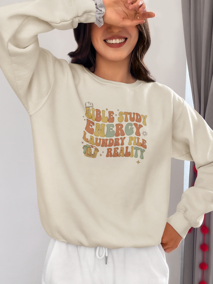 Bible Study Energy, Laundry Pile Reality Sweater