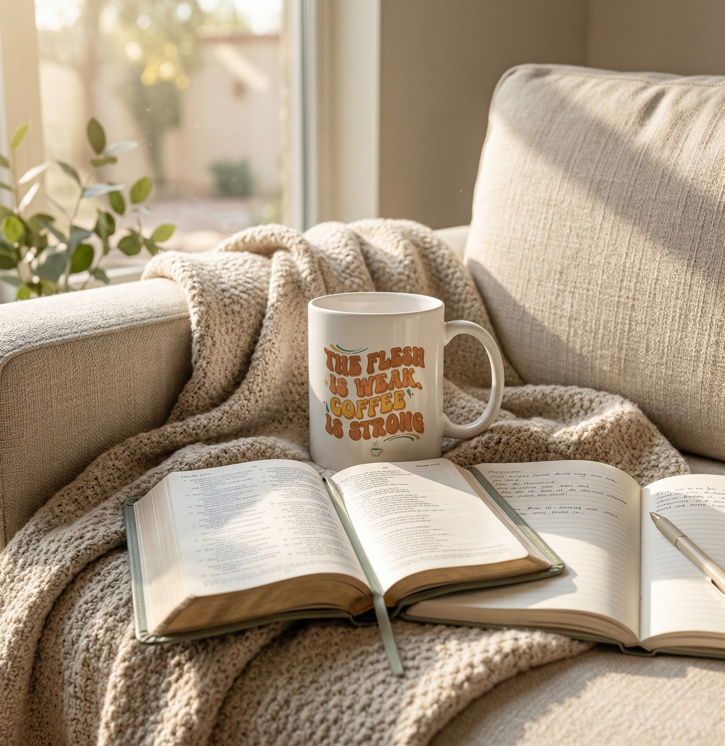 The Flesh Is Weak. Coffee Is Strong Mug