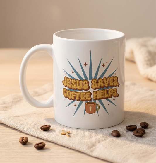 Jesus Saves. Coffee Helps Mug