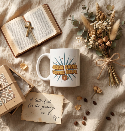 Jesus Saves. Coffee Helps Mug